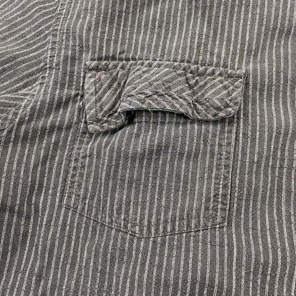 Billabong Shirt Men Large Black White Stripes Button Up Long Sleeve Embroidered - Picture 6 of 13